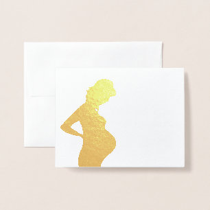 Carte Dorée Merci d'or femme enceinte Élégante Bump bébé