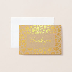 Carte Dorée Merci Empreinte de léopard Gold Foil