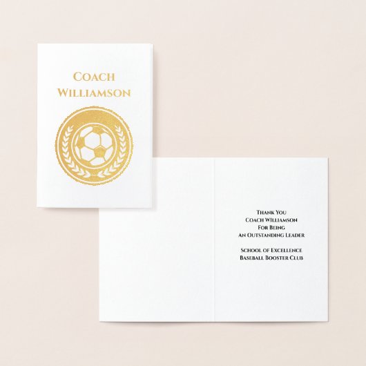 Carte Dorée Merci Entraîneur Football (Affichage)