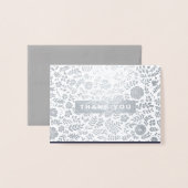 Carte Dorée Merci floral bleu marine en argent Mariage (Devant avec enveloppe)