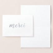 Carte Dorée Merci French Merci Brushstroke Script Argent (Affichage)