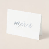 Carte Dorée Merci French Merci Brushstroke Script Argent (Devant)