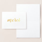 Carte Dorée Merci French Merci Brushstroke Script Gold (Affichage)