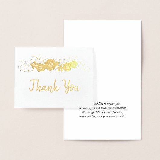 Carte Dorée Merci frontalier floral (Affichage)