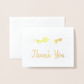 Carte Dorée Merci frontalier floral (Devant avec enveloppe)
