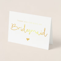 Merci Gold Foil Pour Être Mon Coeur Bridesmaid