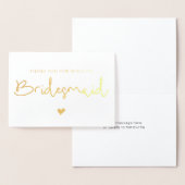 Carte Dorée Merci Gold Foil Pour Être Mon Coeur Bridesmaid (Affichage)