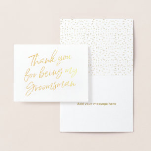 Carte Dorée Merci Gold Foil pour mon être mon groom