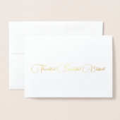 Carte Dorée Merci Grateful Blessé script Thanksgiving (Devant avec enveloppe)