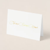 Carte Dorée Merci Grateful Blessé script Thanksgiving (Devant)
