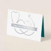 Carte Dorée Merci, infirmière. Stethoscope et marguerite de pr (Devant)