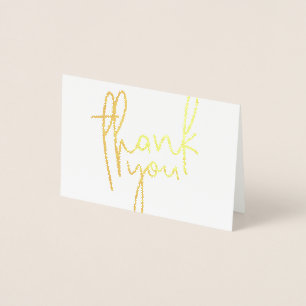 Carte Dorée MERCI lettré à la main type moderne GOLD FOIL Foil