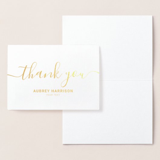Carte Dorée Merci manuscrit simple et moderne (Affichage)