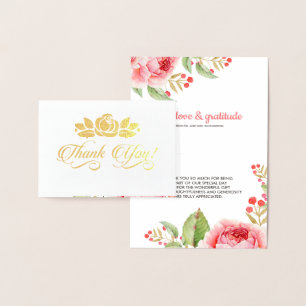 Carte Dorée Merci Mariage de luxe Floral