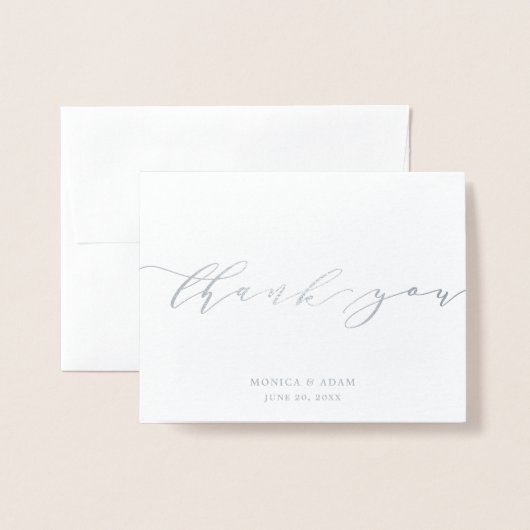 Carte Dorée Merci Mariage de script moderne simple (Devant avec enveloppe)