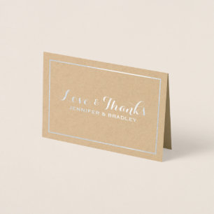 Carte Dorée Merci Mariage en argent simple et élégant