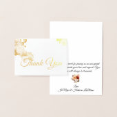 Carte Dorée Merci Mariage floral d'automne (Affichage)