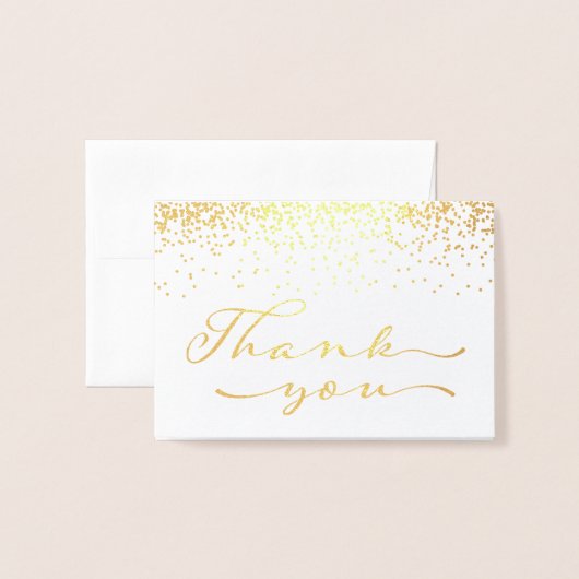 Carte Dorée Merci Mariage Gold Foil (Devant avec enveloppe)