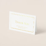 Carte Dorée Merci Mariage minimaliste simple et élégant<br><div class="desc">Certaines occasions appellent à une élégance sobre et ce design mariage "Merci" atteint cet objectif avec un simple texte en feuille d'or (ou d'argent) et un design de cadre qui est l'exemple du style minimaliste. Ajoutez simplement le nom et la date de la mariée et du marié. À l'intérieur est...</div>