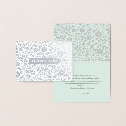 Carte Dorée Merci. Mariage Mint Silver (Affichage)