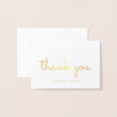 Carte Dorée Merci Mariage personnalisé Retro Gold (Devant avec enveloppe)