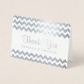 Carte Dorée Merci Mariage photo Chevron moderne (Devant)