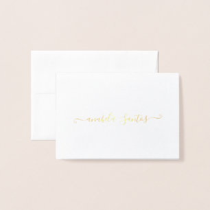 Carte Dorée Merci minimaliste Nom Chic Script Simple Or