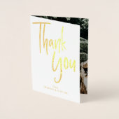 Carte Dorée Merci moderne et Mariage lettres photo or (Devant)