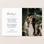 Carte Dorée Merci moderne et Mariage lettres photo or (Intérieur)