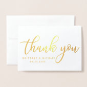 Carte Dorée Merci moderne Mariage Couple Photo Or (Devant avec enveloppe)