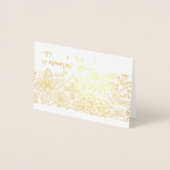 Carte Dorée Merci Moderne ! Papillons Oiseaux Cœurs Filigrane (Devant)