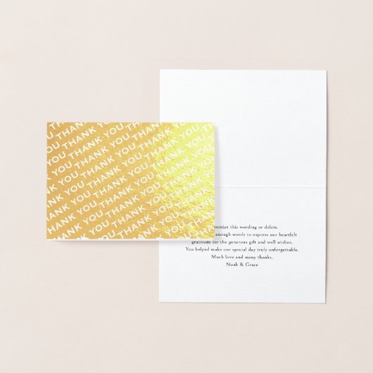 Carte Dorée Merci Motif Simple Typographie minimale pliée (Affichage)