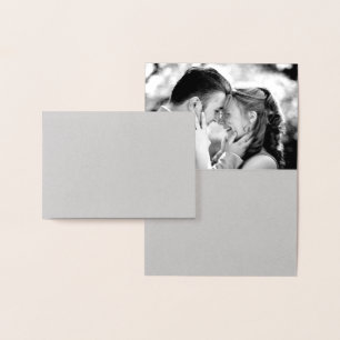 Carte Dorée Merci photo en argent Foil Lotus Flower sur gris
