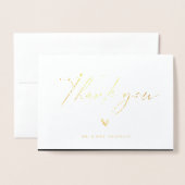 Carte Dorée Merci photo Mariage Boho Script moderne (Devant avec enveloppe)
