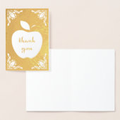 Carte Dorée merci pomme florale (Affichage)