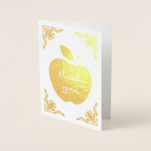 Carte Dorée merci pomme florale