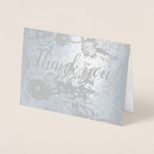 Carte Dorée "Merci" pour un Mariage aux Fleurs d'Argent