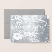 Carte Dorée "Merci" pour un Mariage aux Fleurs d'Argent (Devant avec enveloppe)