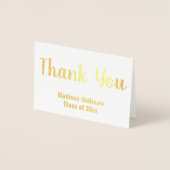 Carte Dorée Merci Script Graduate Nom Gold Foil (Devant)