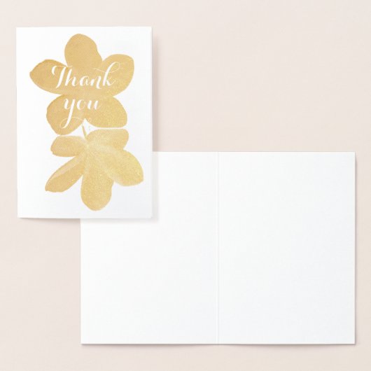 Carte Dorée Merci simple blanc floral blanc (Affichage)