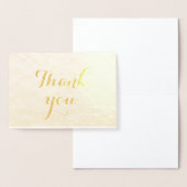 Carte Dorée Merci Simple Élégant Blanc (Affichage)