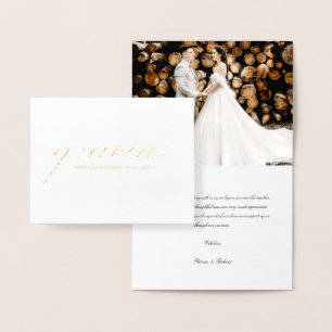 Carte Dorée Merci Simple Élégant Mariage Remerciement Photo