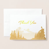 Carte Dorée Merci tout usage Gold Foil Mountain Mariage (Devant avec enveloppe)