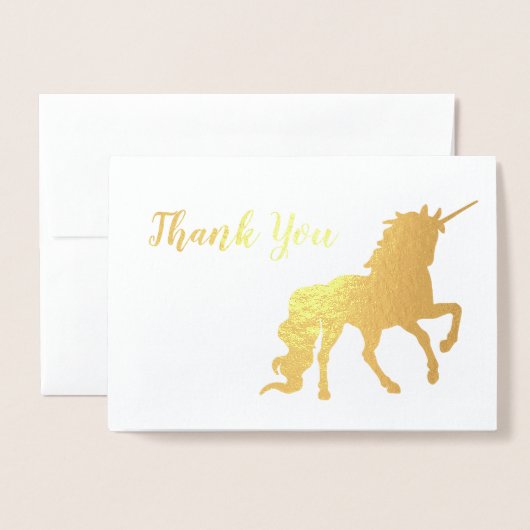 Carte Dorée Merci Unicorn Anniversaire Or (Devant avec enveloppe)