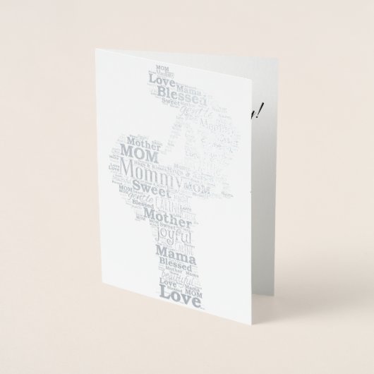Carte Dorée Mère Word Art (Devant)