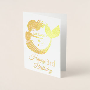 Carte Dorée Mermaid Gold 3e Anniversaire