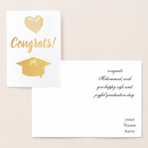 Carte Dorée messages de graduation doux