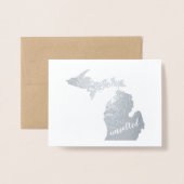 Carte Dorée Michigan Typographie Michigan State Map Non salée (Devant avec enveloppe)