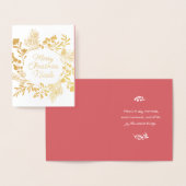 Carte Dorée Minimalist Gold Foil Wreath Christmas Card (Affichage)