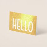 Carte Dorée Minimaliste Hello Simple Design Glam Note pliée<br><div class="desc">Envoyez des notes élégantes pour n'importe quelle occasion avec des cartes de notes pliées en feuille d'or Hello minimaliste. Tout le libellé de ce modèle est simple à personnaliser ou à supprimer, et les styles de police peuvent être modifiés avec l'outil de conception Zazzle. Le design chic et moderne présente...</div>